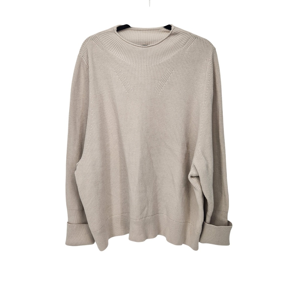 NWT Banana Republic Cream Mock Neck Cotton Pullover Sweater Plus Women's XXL